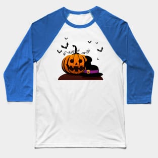 Halloween card with pumpkin witch hat Baseball T-Shirt